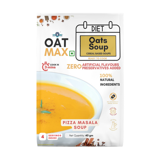 OATMAX OAT SOUP PIZZA MASALA 40 GM, PLANT BASED, 100% NATURAL INGREDIENTS, PRESERVATIVES FREE, HELPS WEIGHT LOSS/DIET