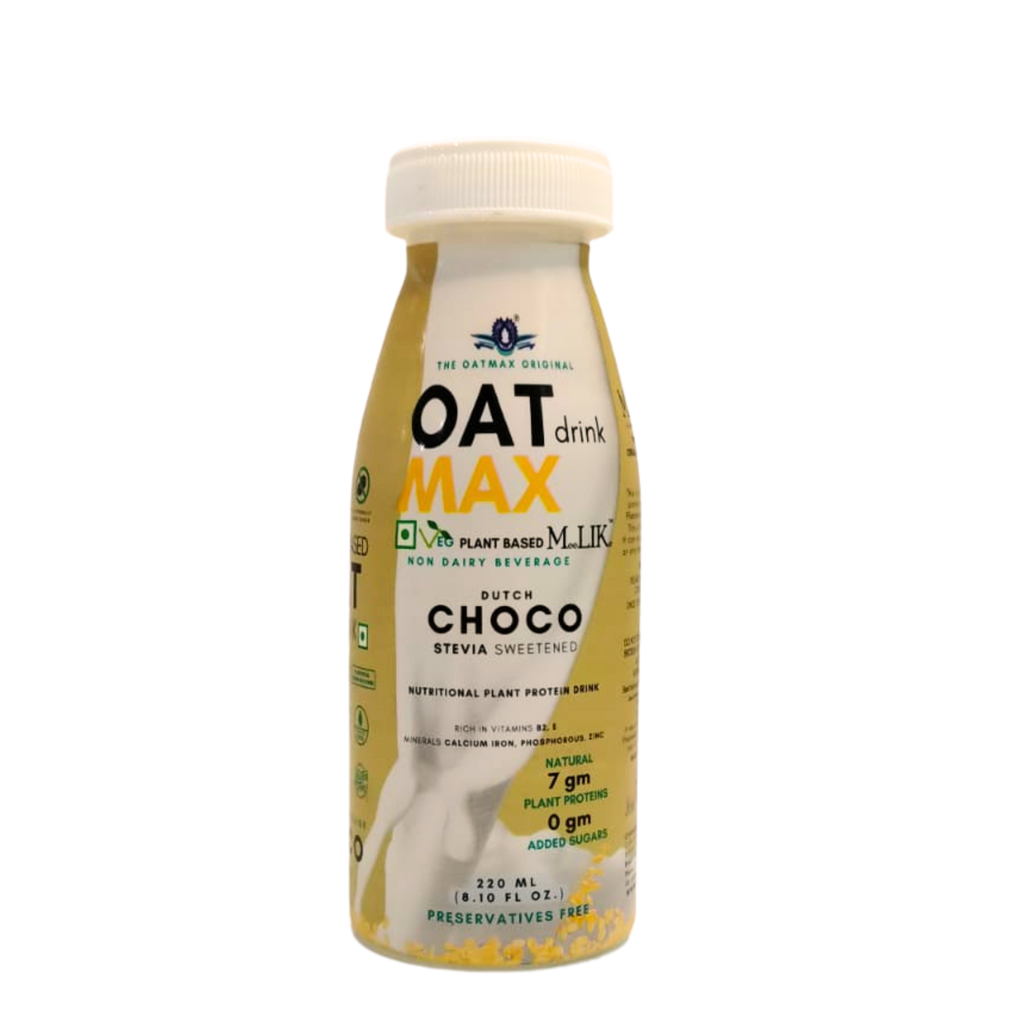 OATMAX Oat Milk Choco - Pack of 6 (220 ml each) - Lactose-free, Stevia Sweetened, Preservatives-free, Plant based Vegan Milk Alternative