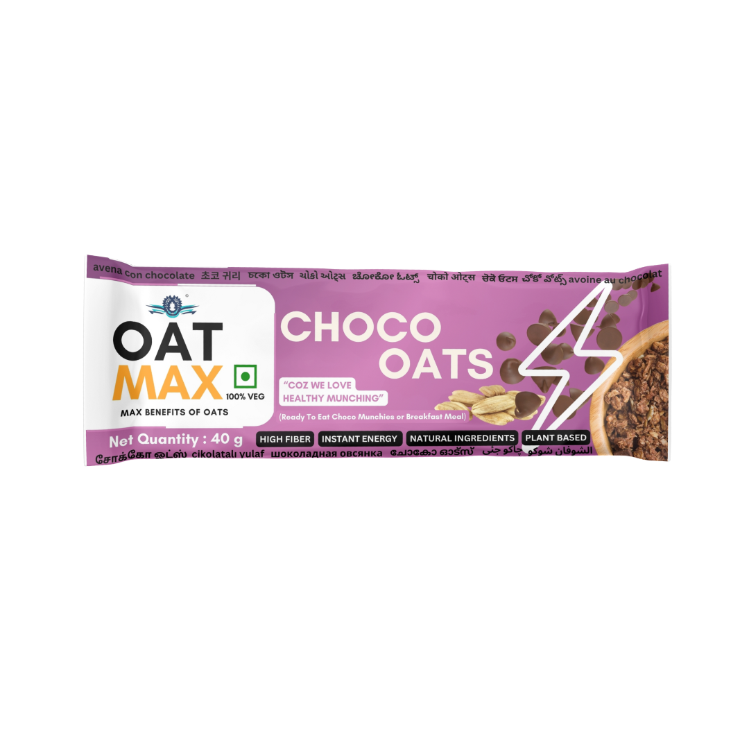 OATMAX Choco Oats, Plant based, Cocoa Coated Oats, Instant Energy Oats, High fibre, Breakfast Meal