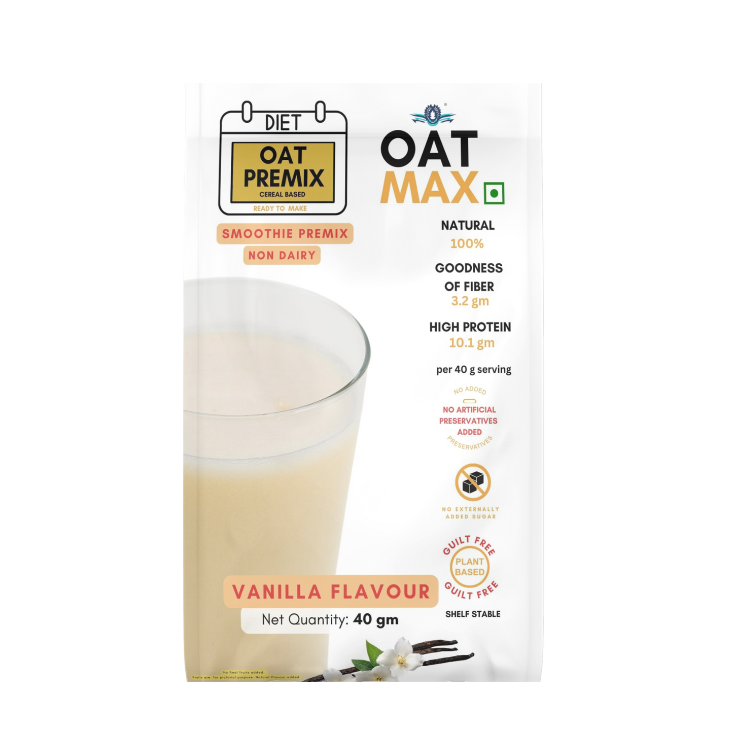 OATMAX VANILLA SMOOTHIE PREMIX – VANILLA DRINK POWDER | NATURAL POWDERS AND OATS | INSTANT MILK OR WATER MIX | NO ADDED PRESERVATIVES OR FLAVOURS