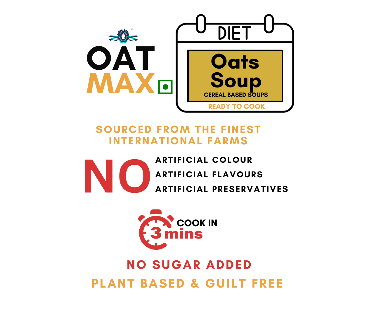 OATMAX NOODLES MASALA SOUP 40 GM, PLANT BASED, 100% NATURAL INGREDIENTS, PRESERVATIVES FREE, HELPS WEIGHT LOSS/DIET