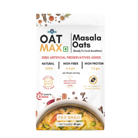 OATMAX Masala Oats Pav Bhaji Pouch [Pack of 6] | Source of Protein | High Fibre | Helps Manage Weight | Everyday Tasty Snack| Healthy Snack